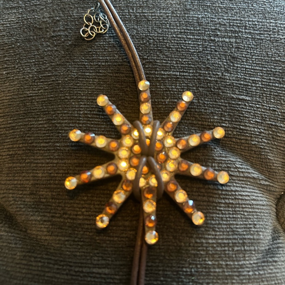 Custom made Swarovski crystal spur rowel bracelet on leather band